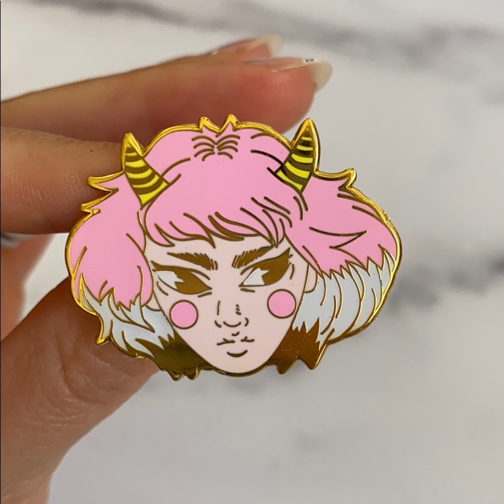 Hard Enamel Pin - Cute n Sassy Pink Demon Girl